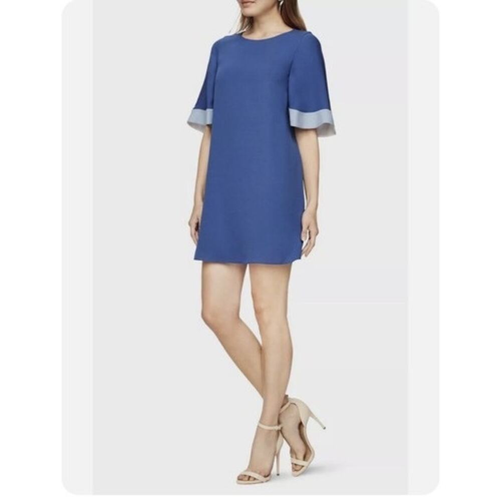BCBGMAXAZRIA Philippa Color-Blocked Shift Dress Vintage Blue Combo Size S NWT